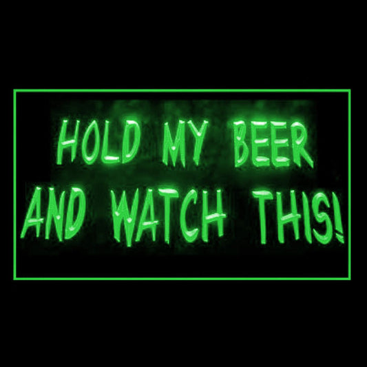 170249 Hold My Beer and Watch This Bar Home Decor Open Display illuminated Night Light Neon Sign 16 Color By Remote