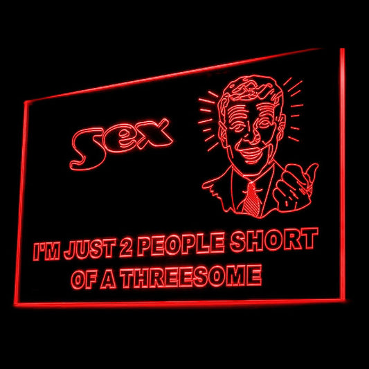 180030 Sex 2 People Short OF A Threesome Funny Home Decor Open Display illuminated Night Light Neon Sign 16 Color By Remote
