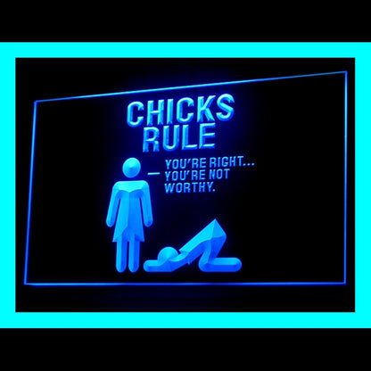 180040 Chicks Rule Adult Store Shop Home Decor Open Display illuminated Night Light Neon Sign 16 Color By Remote