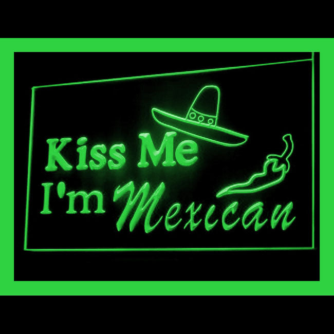 180057 Kiss Me I am Mexican Adult Store Shop Home Decor Open Display illuminated Night Light Neon Sign 16 Color By Remote