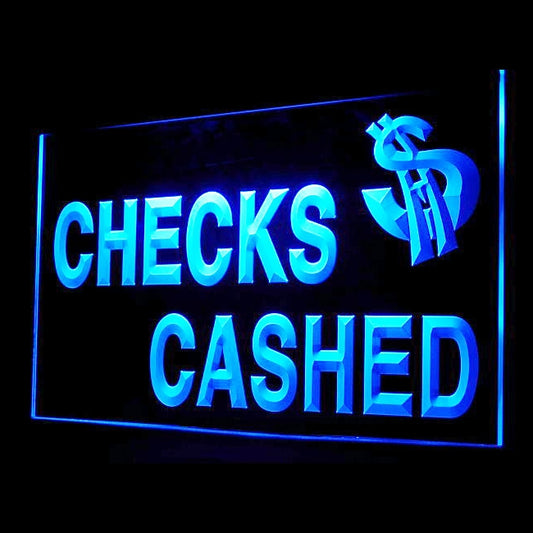 190008 Checks Cashed Payday Loans Store Shop Home Decor Open Display illuminated Night Light Neon Sign 16 Color By Remote