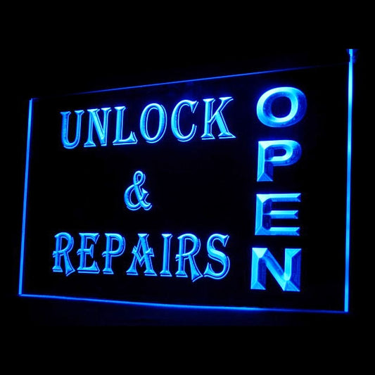 190019 Unlock Repairs Phone Tool Shop Home Decor Open Display illuminated Night Light Neon Sign 16 Color By Remote