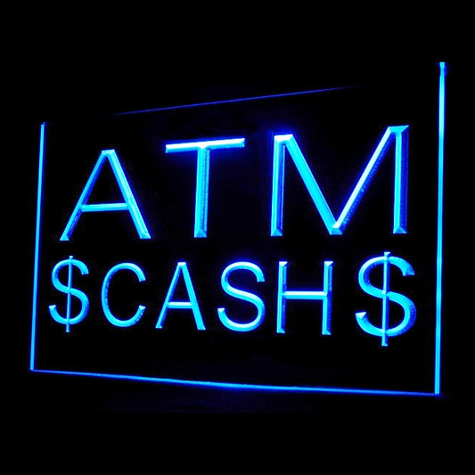 190052 ATM Cash Automated Teller Machine Home Decor Open Display illuminated Night Light Neon Sign 16 Color By Remote