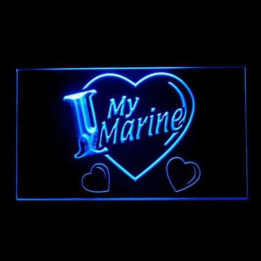 190170 I Love My Marine Navy Home Decor Open Display illuminated Night Light Neon Sign 16 Color By Remote