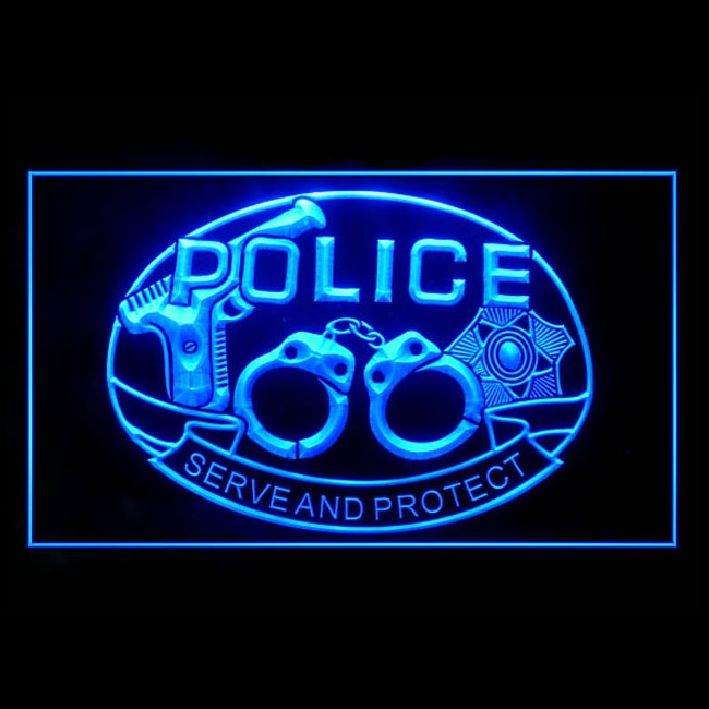 190187 Police Home Decor Open Display illuminated Night Light Neon Sign 16 Color By Remote