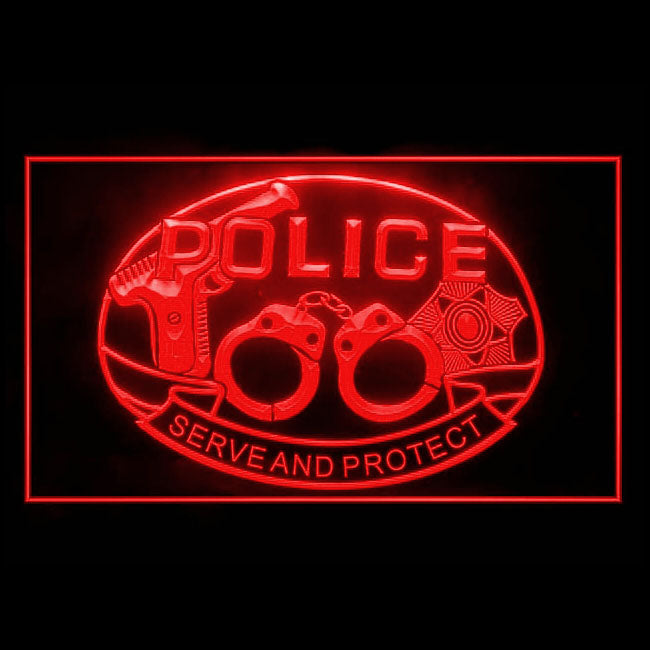 190187 Police Home Decor Open Display illuminated Night Light Neon Sign 16 Color By Remote