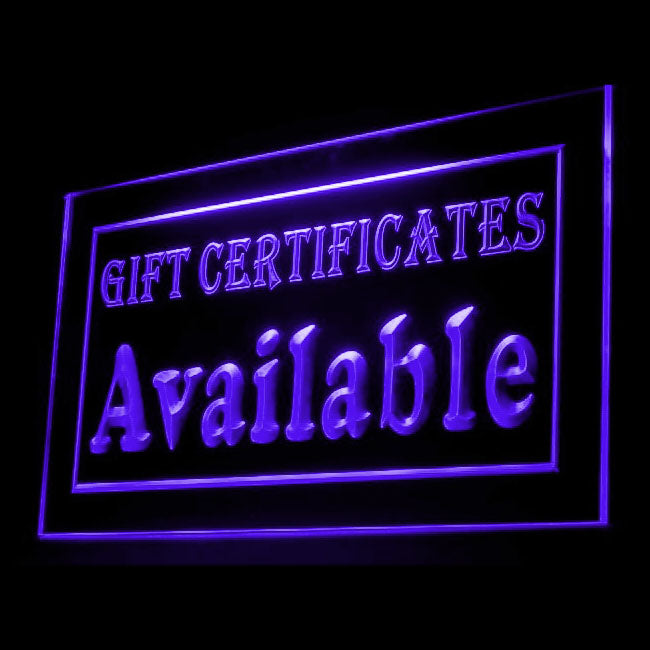 200006 Gift Certificates Available Store Shop Home Decor Open Display illuminated Night Light Neon Sign 16 Color By Remote