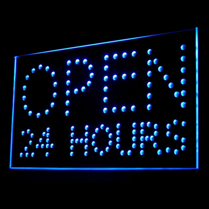 200064 Open 24 Hours Store Shop Home Decor Open Display illuminated Night Light Neon Sign 16 Color By Remote