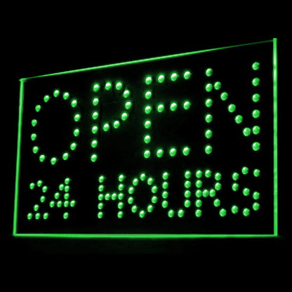 200064 Open 24 Hours Store Shop Home Decor Open Display illuminated Night Light Neon Sign 16 Color By Remote