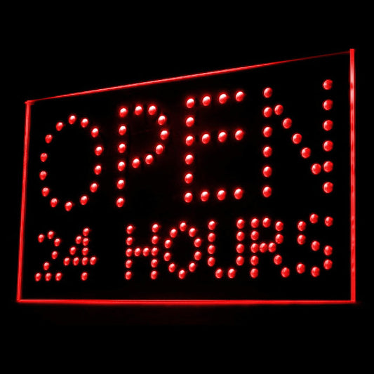 200064 Open 24 Hours Store Shop Home Decor Open Display illuminated Night Light Neon Sign 16 Color By Remote