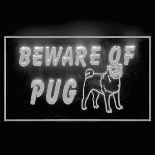 210070 Beware of Pug Pets Shop Home Decor Open Display illuminated Night Light Neon Sign 16 Color By Remote