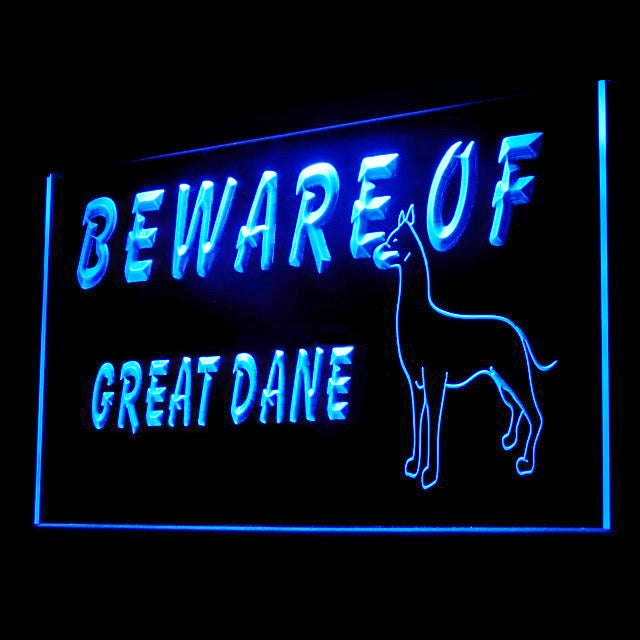 210072 Beware of Great Dane Pets Shop Home Decor Open Display illuminated Night Light Neon Sign 16 Color By Remote