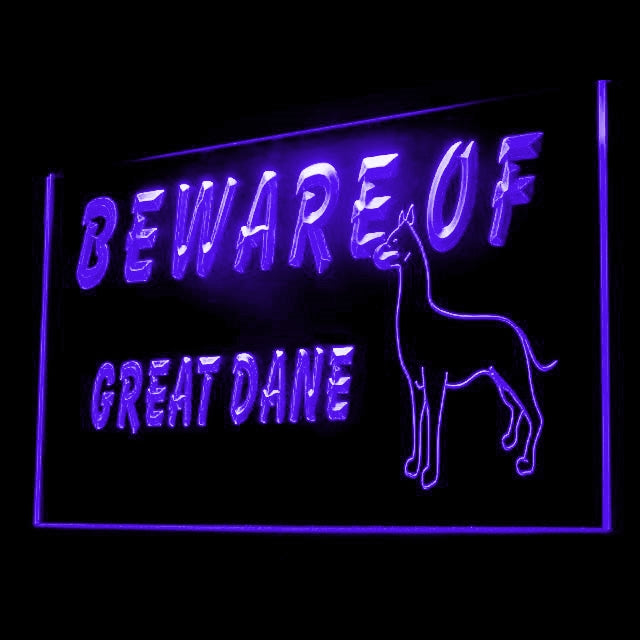 210072 Beware of Great Dane Pets Shop Home Decor Open Display illuminated Night Light Neon Sign 16 Color By Remote