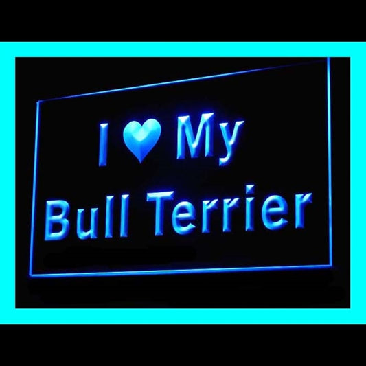 210085 I Love My Bull Terrier Pets Shop Home Decor Open Display illuminated Night Light Neon Sign 16 Color By Remote