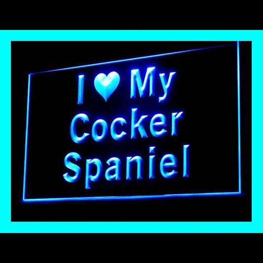 210087 I Love My Cocker Spaniel Pets Shop Home Decor Open Display illuminated Night Light Neon Sign 16 Color By Remote