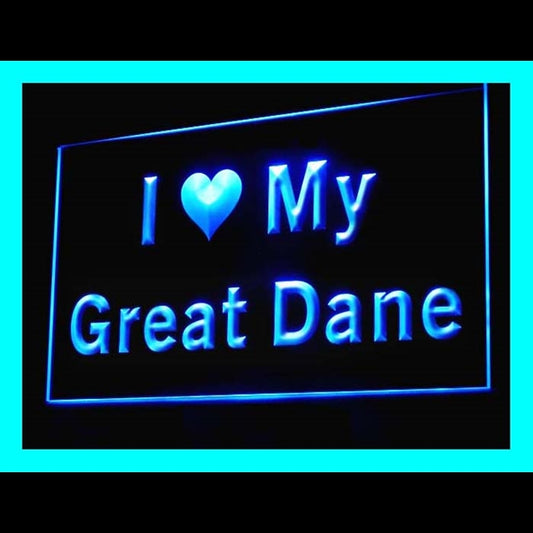 210089 I Love My Great Dane Pets Shop Home Decor Open Display illuminated Night Light Neon Sign 16 Color By Remote