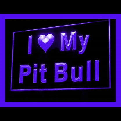 210092 I Love My Pit Bull Pets Shop Home Decor Open Display illuminated Night Light Neon Sign 16 Color By Remote