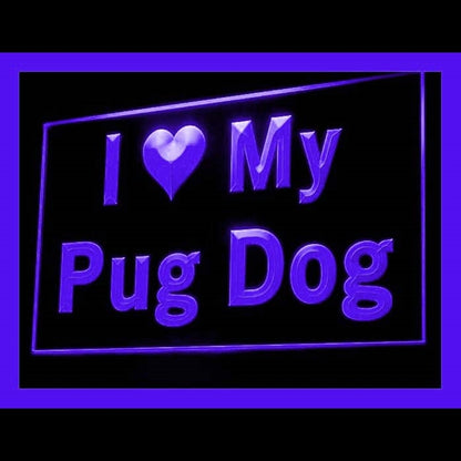 210093 I Love My Pug Dog Pets Shop Home Decor Open Display illuminated Night Light Neon Sign 16 Color By Remote