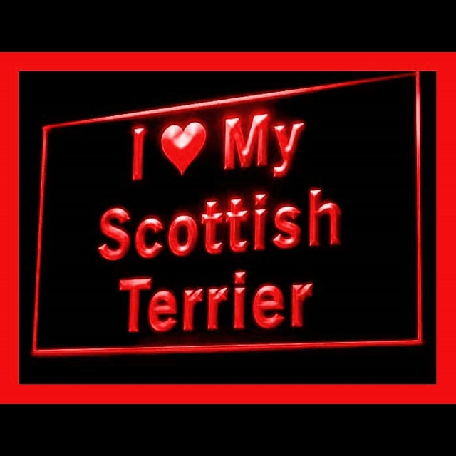 210097 I Love My Scottish Terrier Pets Shop Home Decor Open Display illuminated Night Light Neon Sign 16 Color By Remote