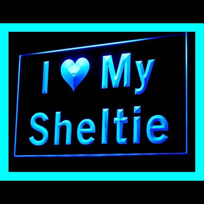 210098 I Love My Sheltie Loyalty Pet Purebred Home Decor Open Display illuminated Night Light Neon Sign 16 Color By Remote