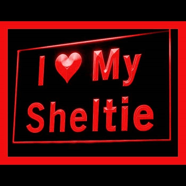 210098 I Love My Sheltie Loyalty Pet Purebred Home Decor Open Display illuminated Night Light Neon Sign 16 Color By Remote