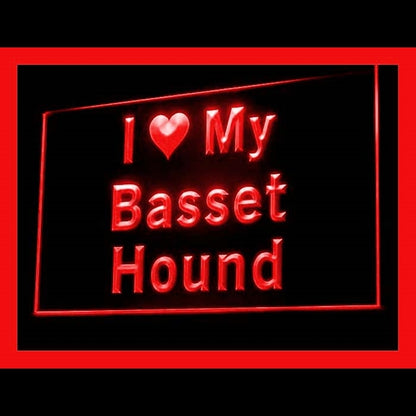210100 I Love My Basset Hound Pets Shop Home Decor Open Display illuminated Night Light Neon Sign 16 Color By Remote