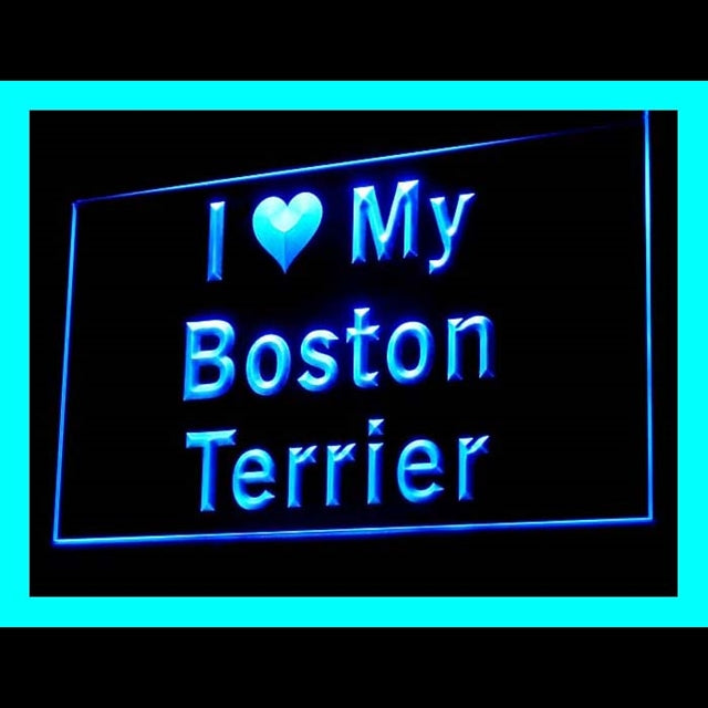 210103 I Love My Boston Terrier Pets Shop Home Decor Open Display illuminated Night Light Neon Sign 16 Color By Remote