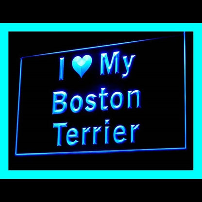 210103 I Love My Boston Terrier Pets Shop Home Decor Open Display illuminated Night Light Neon Sign 16 Color By Remote
