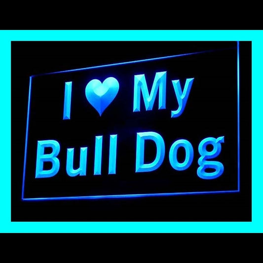 210106 I Love My Bull Dog Pets Shop Home Decor Open Display illuminated Night Light Neon Sign 16 Color By Remote