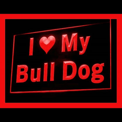 210106 I Love My Bull Dog Pets Shop Home Decor Open Display illuminated Night Light Neon Sign 16 Color By Remote