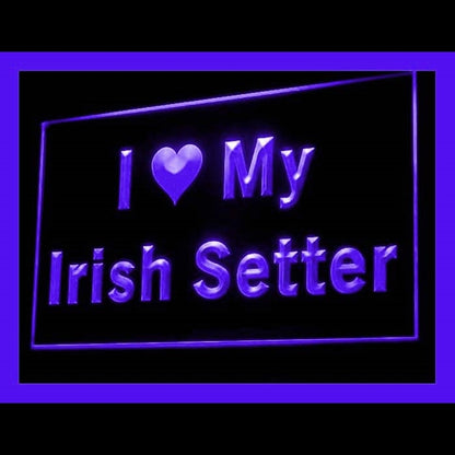 210112 I Love My Irish Setter Pets Shop Home Decor Open Display illuminated Night Light Neon Sign 16 Color By Remote