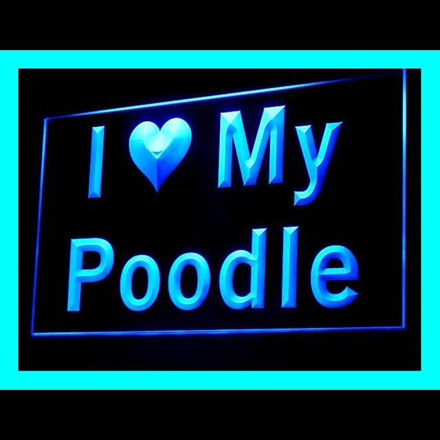 210119 I Love My Poodle Pets Shop Home Decor Open Display illuminated Night Light Neon Sign 16 Color By Remote