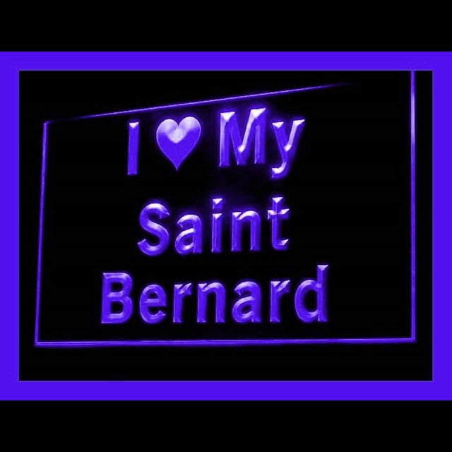 210121 I Love My Saint Bernard Pets Shop Home Decor Open Display illuminated Night Light Neon Sign 16 Color By Remote
