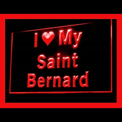 210121 I Love My Saint Bernard Pets Shop Home Decor Open Display illuminated Night Light Neon Sign 16 Color By Remote