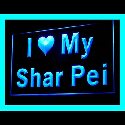 210122 I Love My Shar Pei Pets Shop Home Decor Open Display illuminated Night Light Neon Sign 16 Color By Remote