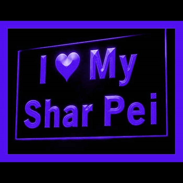 210122 I Love My Shar Pei Pets Shop Home Decor Open Display illuminated Night Light Neon Sign 16 Color By Remote