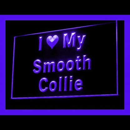 210124 I Love My Smooth Collie Pets Shop Home Decor Open Display illuminated Night Light Neon Sign 16 Color By Remote
