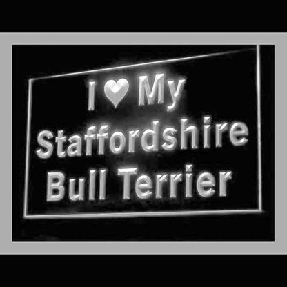 210125 I Love My Staffordshire Bull Terrier Pets Home Decor Open Display illuminated Night Light Neon Sign 16 Color By Remote