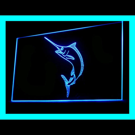 210129 Blue Marlin Fish Home Decor Diving Shop Home Decor Open Display illuminated Night Light Neon Sign 16 Color By Remote