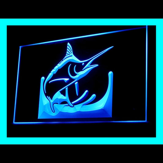 210130 Blue Marlin Fish Home Decor Diving Shop Home Decor Open Display illuminated Night Light Neon Sign 16 Color By Remote