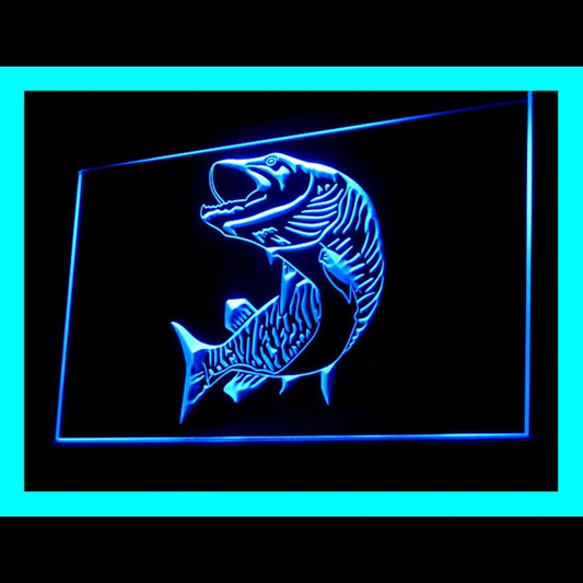 210132 Mighty Muskie Fish Home Decor Shop Home Decor Open Display illuminated Night Light Neon Sign 16 Color By Remote