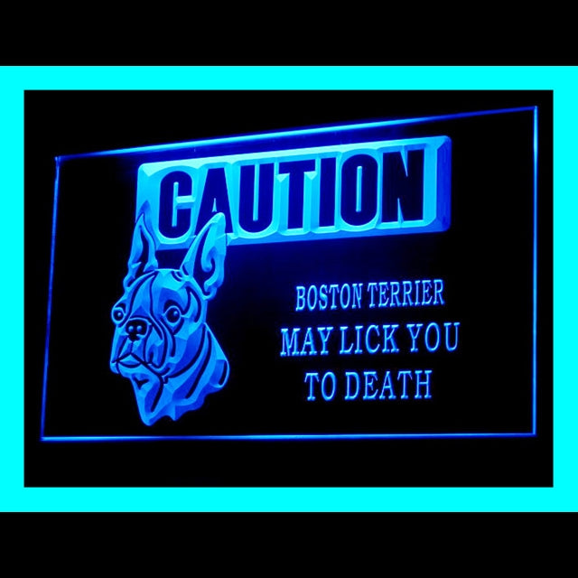 210160 Caution Boston Terrier Pets Shop Home Decor Open Display illuminated Night Light Neon Sign 16 Color By Remote