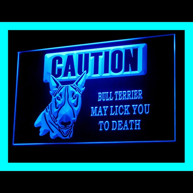 210161 Caution Bull Terrier Pets Shop Home Decor Open Display illuminated Night Light Neon Sign 16 Color By Remote