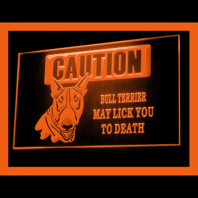 210161 Caution Bull Terrier Pets Shop Home Decor Open Display illuminated Night Light Neon Sign 16 Color By Remote