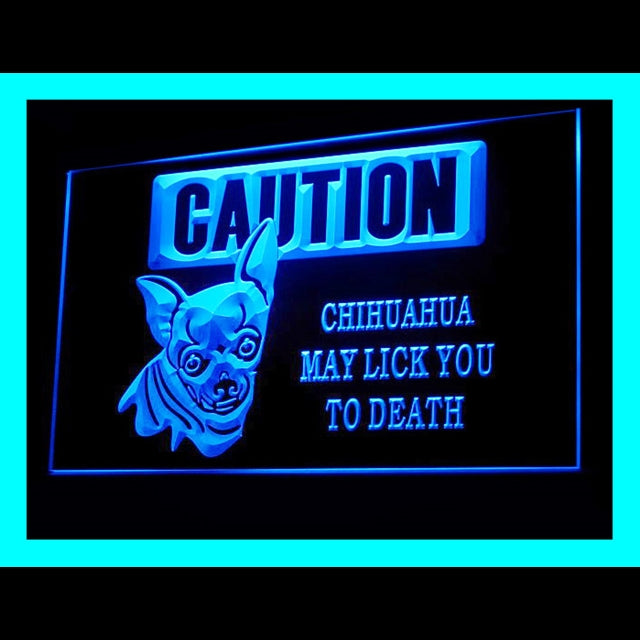 210162 Caution Chihuahua Pets Shop Home Decor Open Display illuminated Night Light Neon Sign 16 Color By Remote