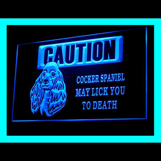 210163 Caution Cocker Spaniel Pets Shop Home Decor Open Display illuminated Night Light Neon Sign 16 Color By Remote