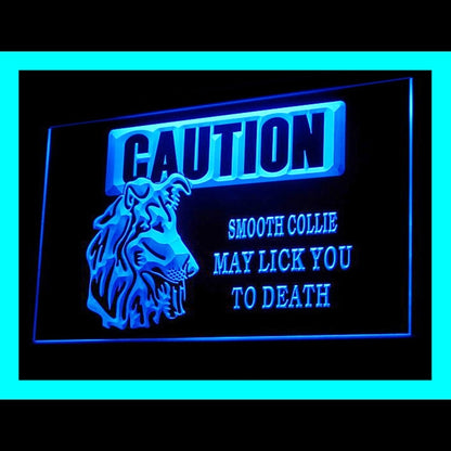 210164 Caution Smooth Collie Pets Shop Home Decor Open Display illuminated Night Light Neon Sign 16 Color By Remote