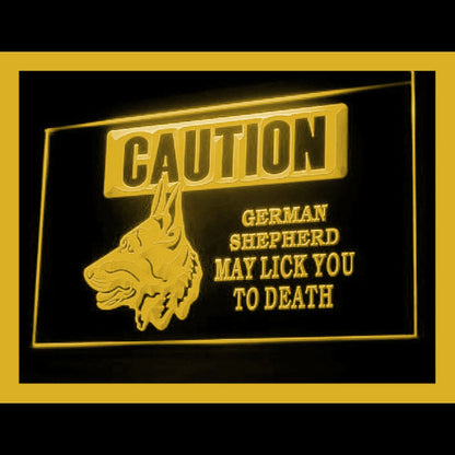 210168 Caution German Shepherd Pets Shop Home Decor Open Display illuminated Night Light Neon Sign 16 Color By Remote