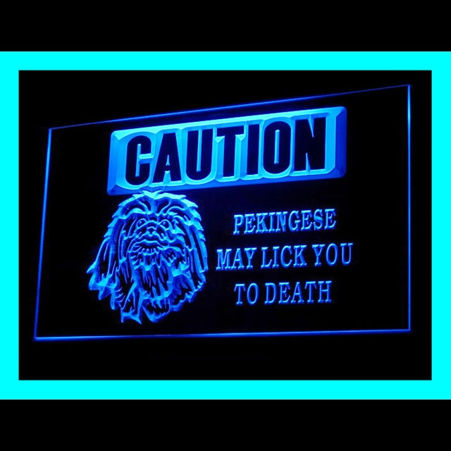 210171 Caution Pekingese Pets Shop Home Decor Open Display illuminated Night Light Neon Sign 16 Color By Remote
