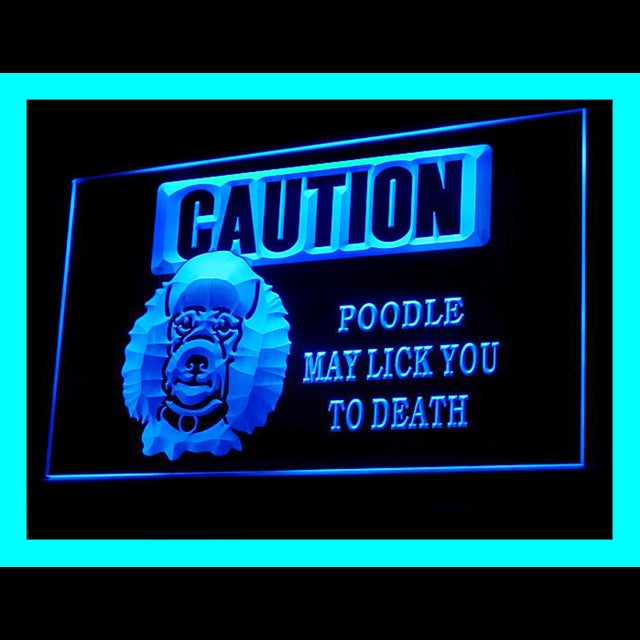 210174 Caution Poodle Pets Shop Home Decor Open Display illuminated Night Light Neon Sign 16 Color By Remote